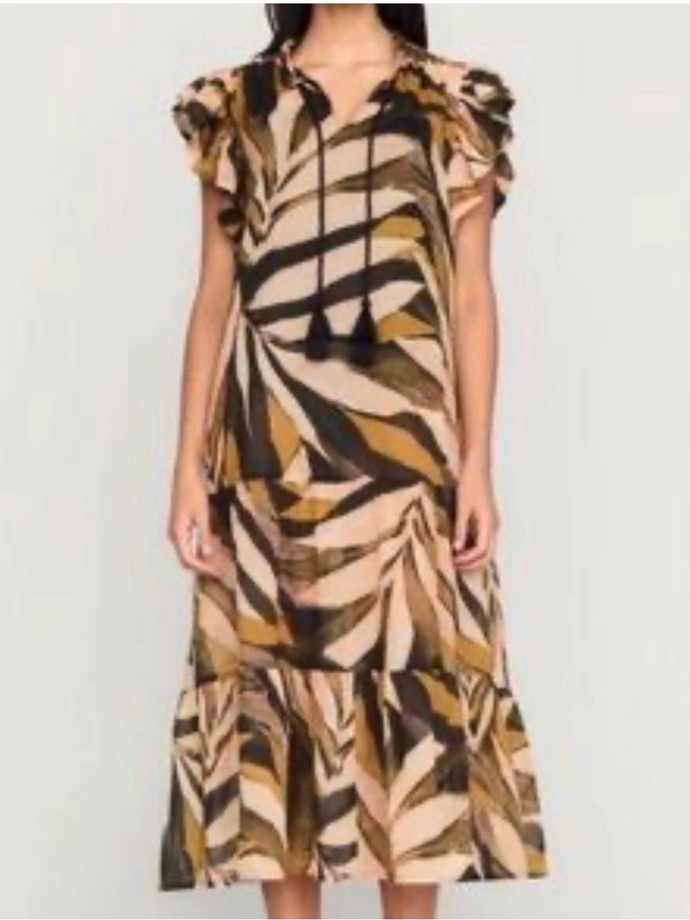 Marie Oliver Dasha Dress in Tropical Sand Tiered Cover Up - size snalll